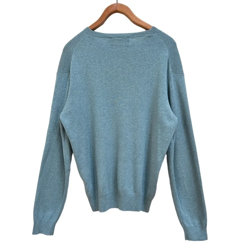 Polo Ralph Lauren Men’s Lapis Blue Pima Cotton V-Neck Sweater, Size Medium